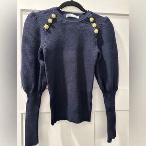 Zara Navy Sweater with Gold Buttons
